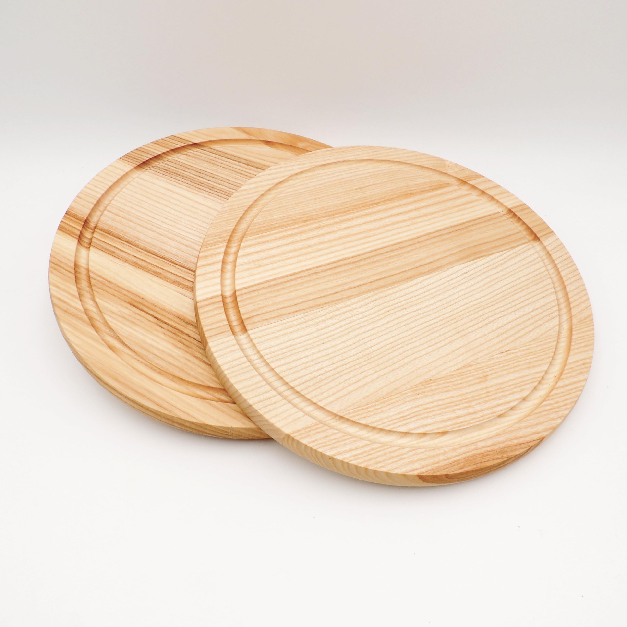 JOWE Round Wooden Kitchen Chopping Board in Ash| Ash Wooden Snack Board 25x25 cm | Round Chopping Board, 2 Pieces