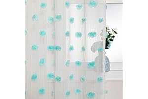 MYSKY HOME Teal Pom Pom Curtains for Living Room Semi Sheer Curtains for Bedroom 63 Inch Length Long Windows Curtains for Nursery Girls Room Rod Pocket Farmhouse Window Drapes Set of 2 52 x 63 inch