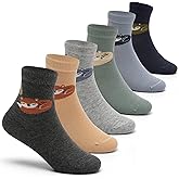 Aisyee Boys Cotton Crew Socks Kids Seamless Toe Socks Colorful Quarter Socks 6 Pack
