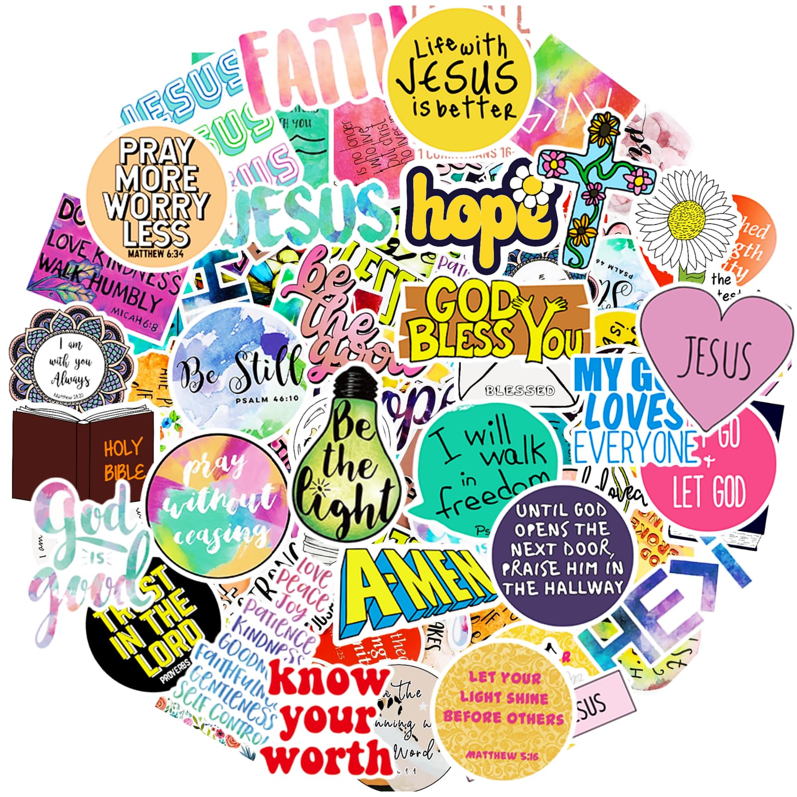 220Pcs Inspirational Christian Bible Verse Jesus Stickers, Christian Gifts