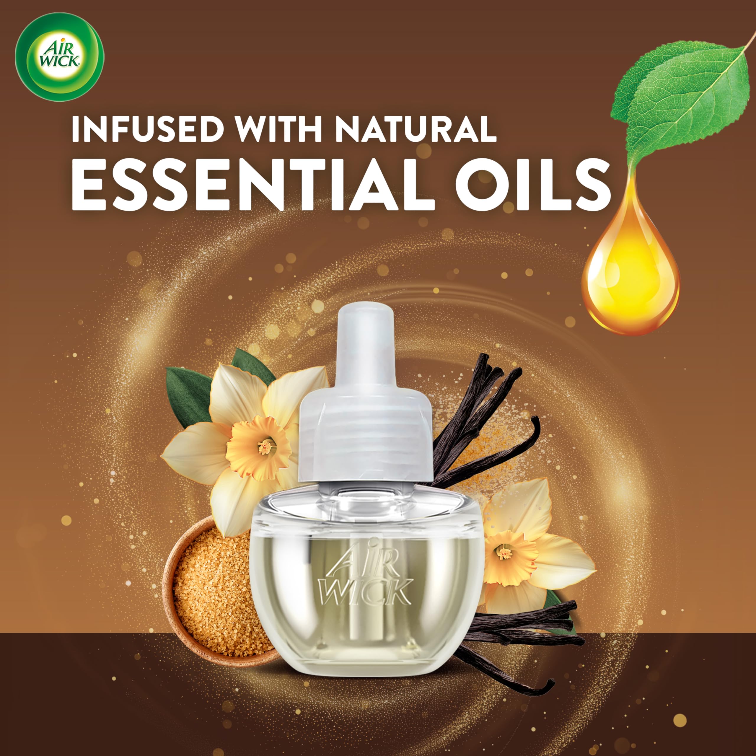 Air Wick Plug In Scented Oil Refill,Fall Scent, Fall Décor, Brown Sugar and Vanilla, 5 ct