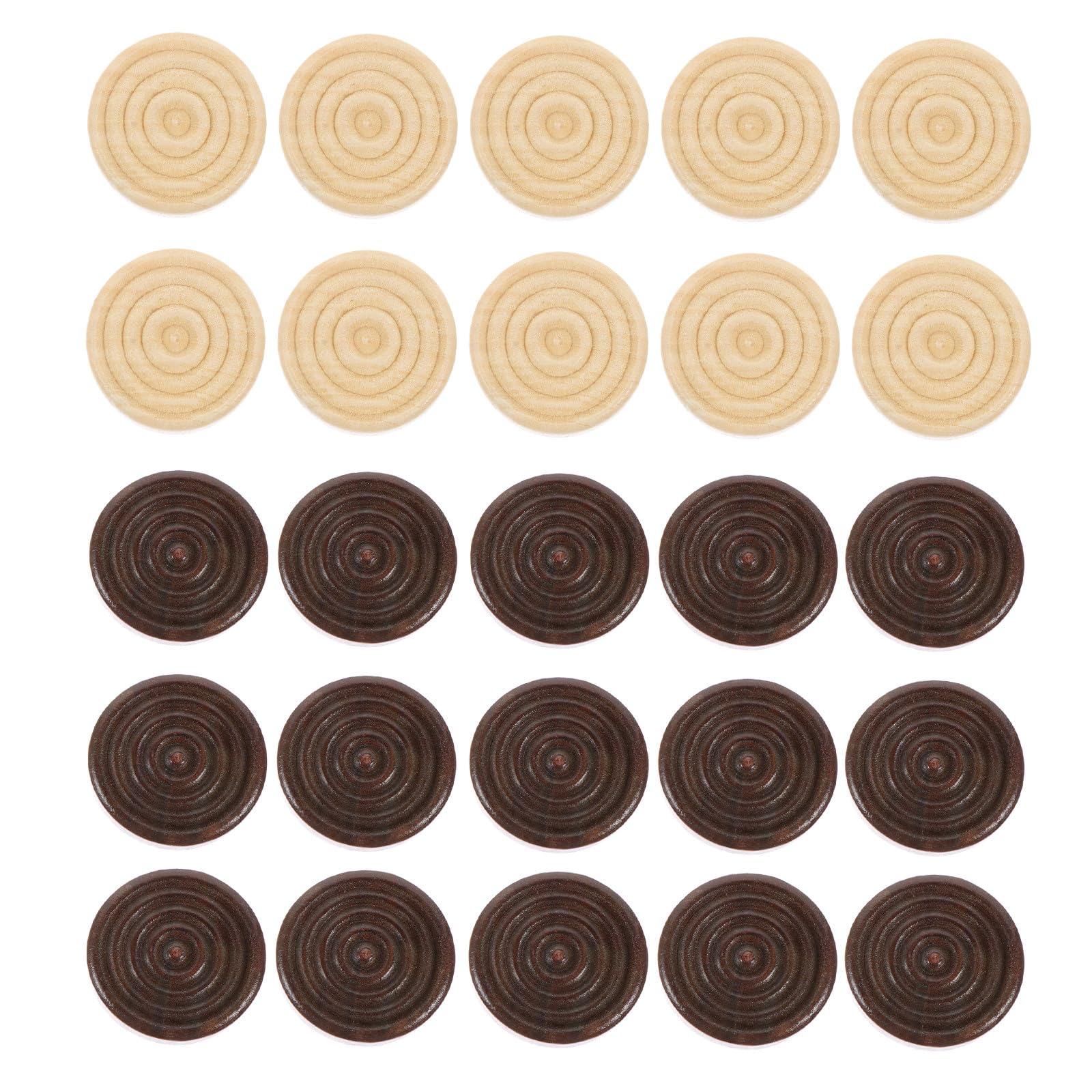 STOBOK 48Pcs Wooden Checkers Pieces Replacement Ridged Game Chips Stackable Ridge in Natural Wood Color