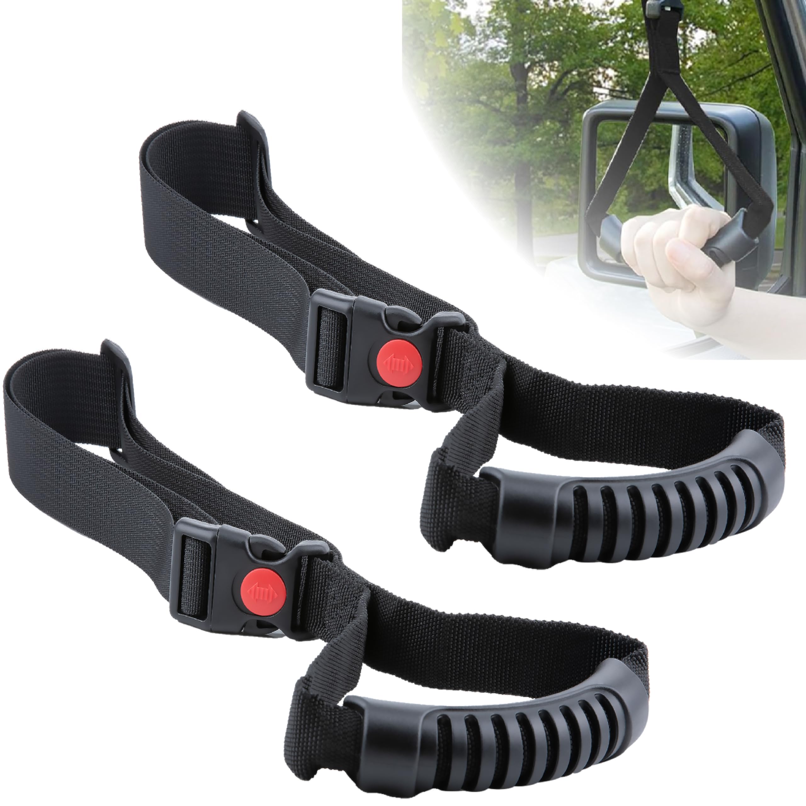 Photo 1 of ecocstm 2 PCS Car Adjustable Grab Handles, Car Handle Assist, Safety Handle Portable Vehicle Support Grab Bar for Trucks, SUVs, Jeeps, Vans, Cars and ATVs (Black)
