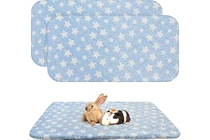 Homimp 2 Pack Guinea Pig Bed, Waterproof Reusable Small Animal Bed,Super Absorbent Pee Pad Mat for Rabbit Bunny Hamster Rat Hedgehog Chinchilla,Washable Fleece Cage Liners, Blue 24"x47"