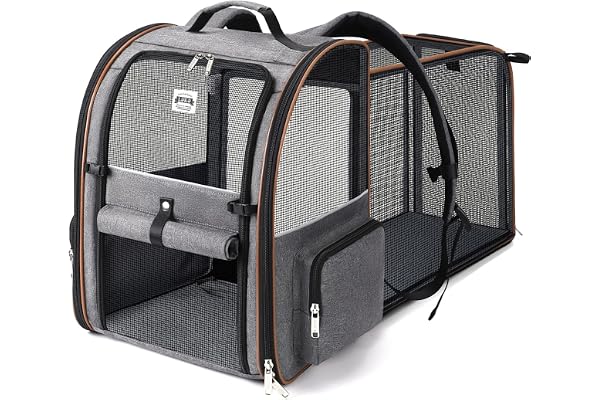 Lekespring Expandable Cat Backpack Carrier for Large Cats up to 18 lbs, Pet Backpack for Small Dogs, Foldable Travel Dog Carr