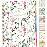 SUNEE Teacher Planner 2026-2027 Academic Year, 7 Periods Lesson Plan Book Jul 2026 - Jun 2027, 8.5"x11"Daily Weekly Monthly Organizers Horizontal Layout with Calendars, Bookmark, Tabs, Wildflowers