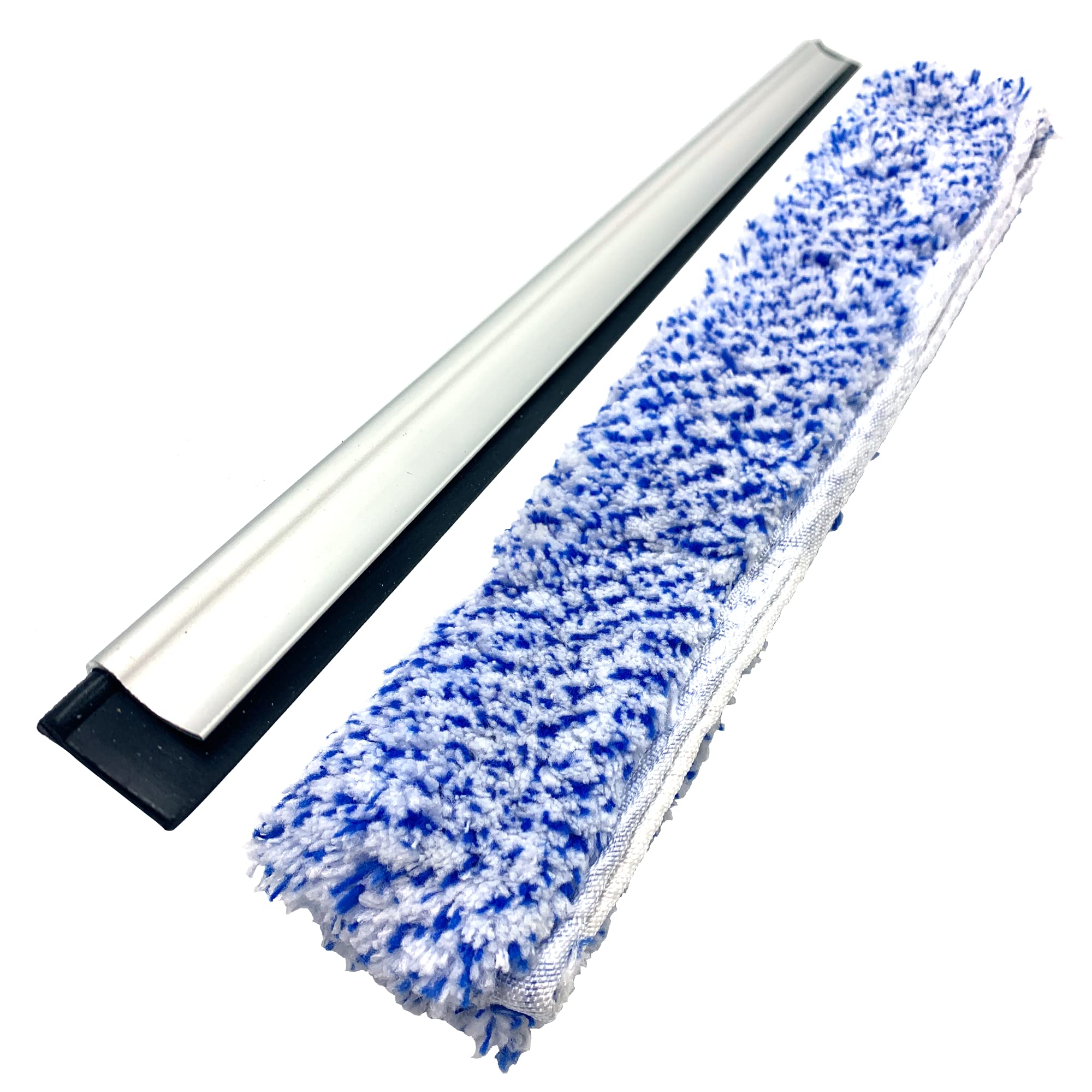 Replacement Window Cleaner Rubber Squeegee Blade and Microfibre Glass Window Wiper Pad, Replacement Accessories for 14” Multipurpose Window Cleaning Glass Squeegee for Window, Car, Bathroom & Shower — image 1