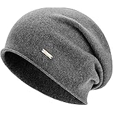 HAMUNI 100% Wool Slouchy Beanie, Warm Beanie Hats for Women Breathable Knitting Skull Beanies Cap for Spring Fall Winter