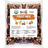 Berrilys Dried Fruit Mix, 2 Lbs, Organic, Diced Figs, Diced Apricots, White Mulberries, Sultanas, Sour Cherries, No Sugar Added, Trail Mix for Baking and Snacking