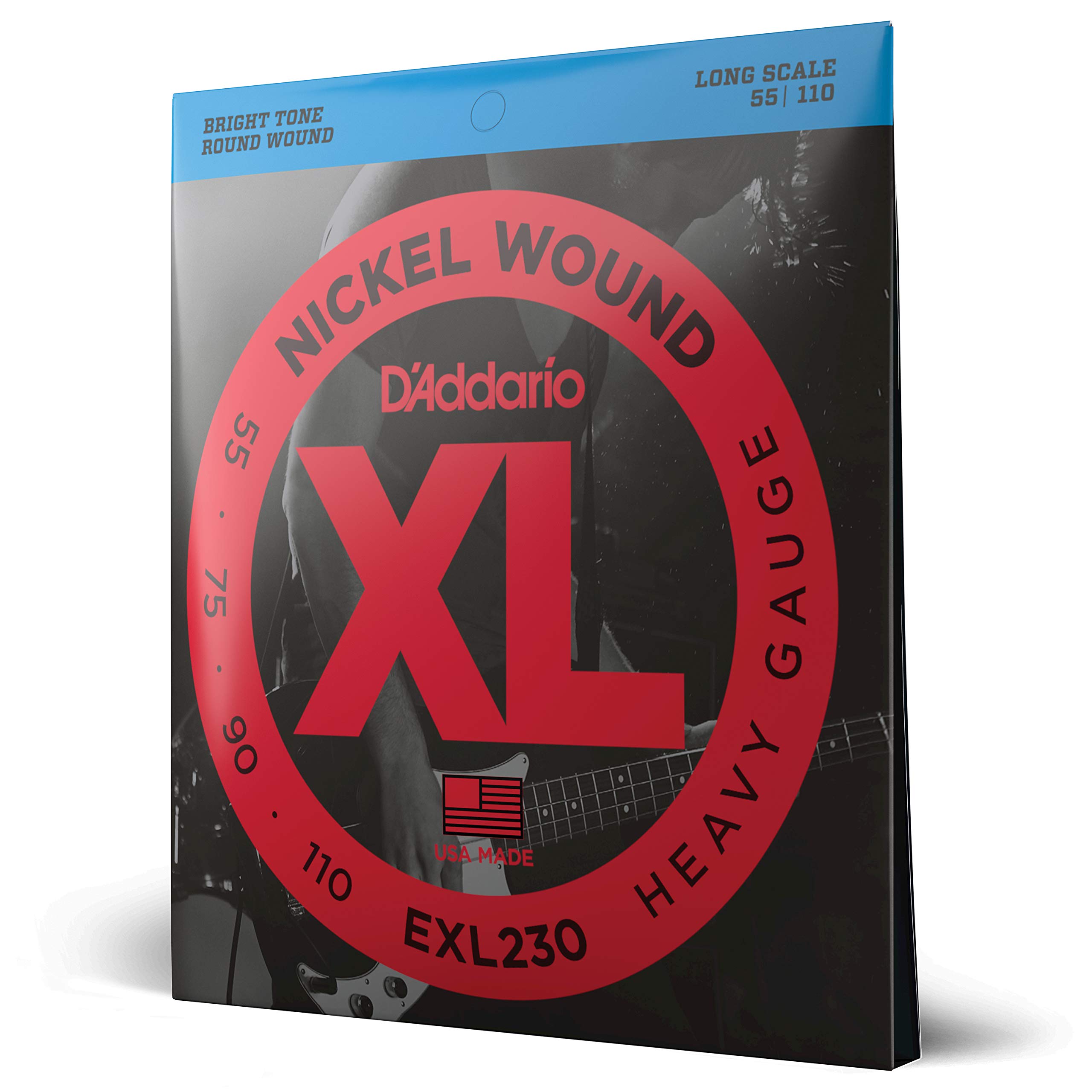 D'Addario Bass Guitar Strings - XL Nickel - EXL230 - Perfect Intonation, Consistent Feel, Powerful Durability - 4 String Set - 55-110 Heavy, Long Scale — image 1