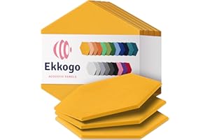 Ekkogo Acoustic Panels 12-Pack Soundproof Wall Panels 12"X10.4"X0.4" Sound Panels High Density Sound Dampening Panels - [Sunset Yellow Hexagon]