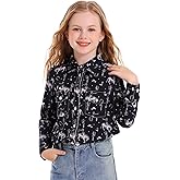 Vackutliv Girls Western Shirt Long Sleeve Collared Retro Button Down Shirts for Teen Cowboy Style Country Outfit