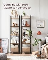VASAGLE 5-Tier Bookshelf 30 x 39.6 x 154 cm Industrial Rustic Brown Ink Black view 4