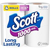 Scott 1000 Sheets Per Roll Toilet Paper, 4 Rolls, Bath Tissue