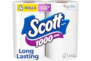 Scott 1000 Sheets Per Roll Toilet Paper, 4 Rolls, Bath Tissue