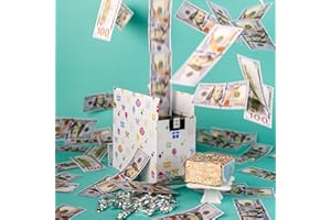 Celebration Billionaire Box by Send A Cake, Ready to Gift, No Assembly Required with Music, Sweet Caramels & Delicious 3" Rainbow Sprinkle Crispy Cake - Gift for Women, Men, Sister, Mom, Dad, Best Friend, Adults, Kids