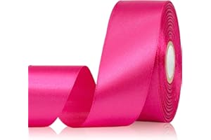 Sagaat Hot Pink Ribbon 1-1/2 Inch 30 Yards Hot Pink Satin Ribbon for Flower Bouquet, Fabric Ribbon for Gift Wrapping Crafts Hair Accessories Party Wedding Christmas