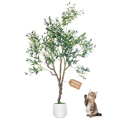 BLATOMIC Olive Trees Artificial Indoor, 6FT Tall Faux Olive Tree with ...