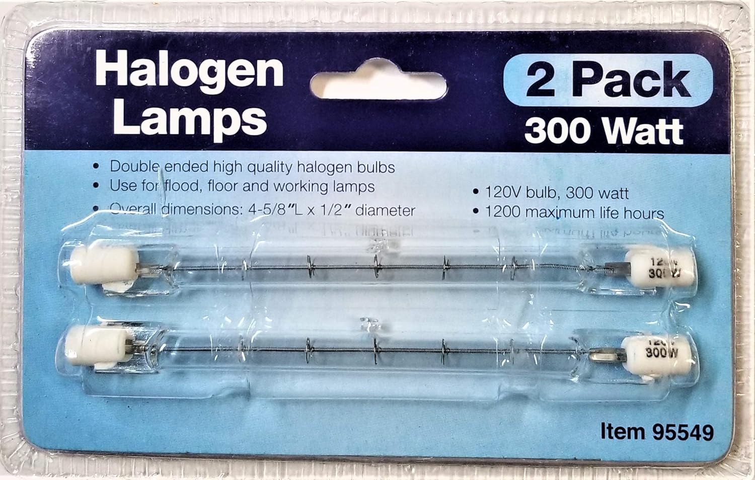 2 Pack 300 Watt Double Ended Halogen Lamps 4 5 8 L X 1 2 Diameter