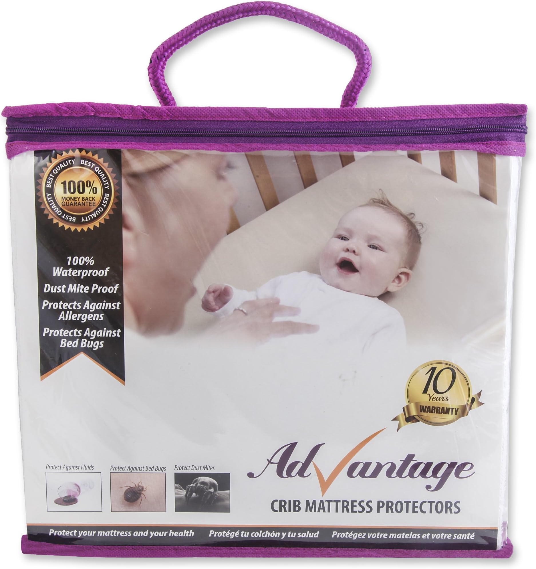 Waterproof Baby Crib Mattress Protectors - Premium Soft Cotton Terry Hypoallergenic Best Fitted Protection Covers Against Fluids, Allergens and Bacteria