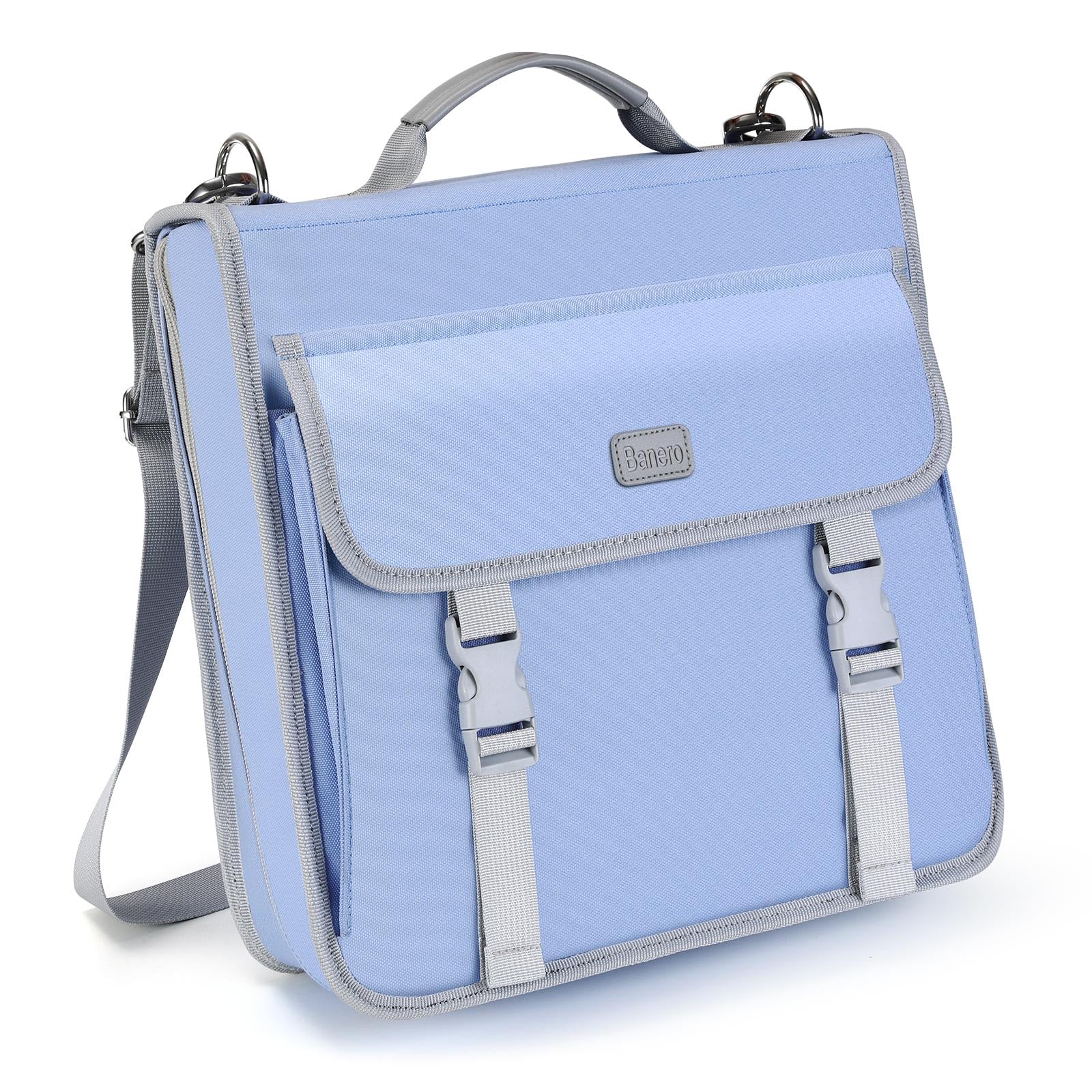 Photo 1 of Banero 3" D-ring Zipper Binder with 700+ Sheets Capacity, 3-ring Zip Up Binder with Shoulder Strap for School, College, Office, Compatible with 13" MacBook & 12.9" Tablet (Light Blue)
