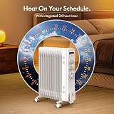 VonHaus Oil Filled Radiator 11 Fin 2500W with 24h Timer 360° Wheels view 5