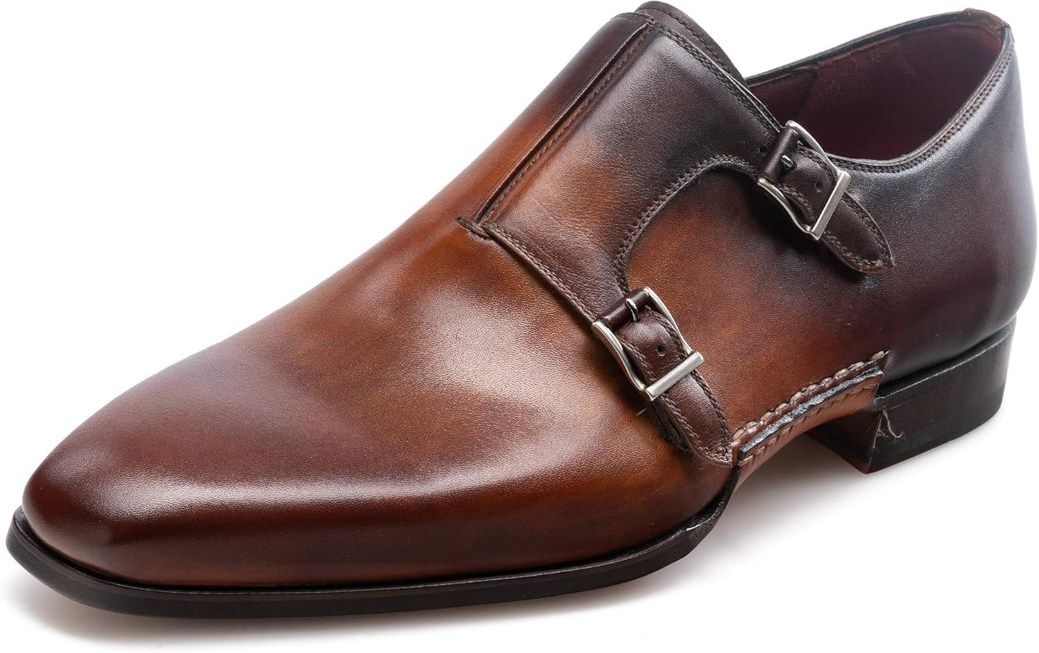 magnanni monk strap cognac