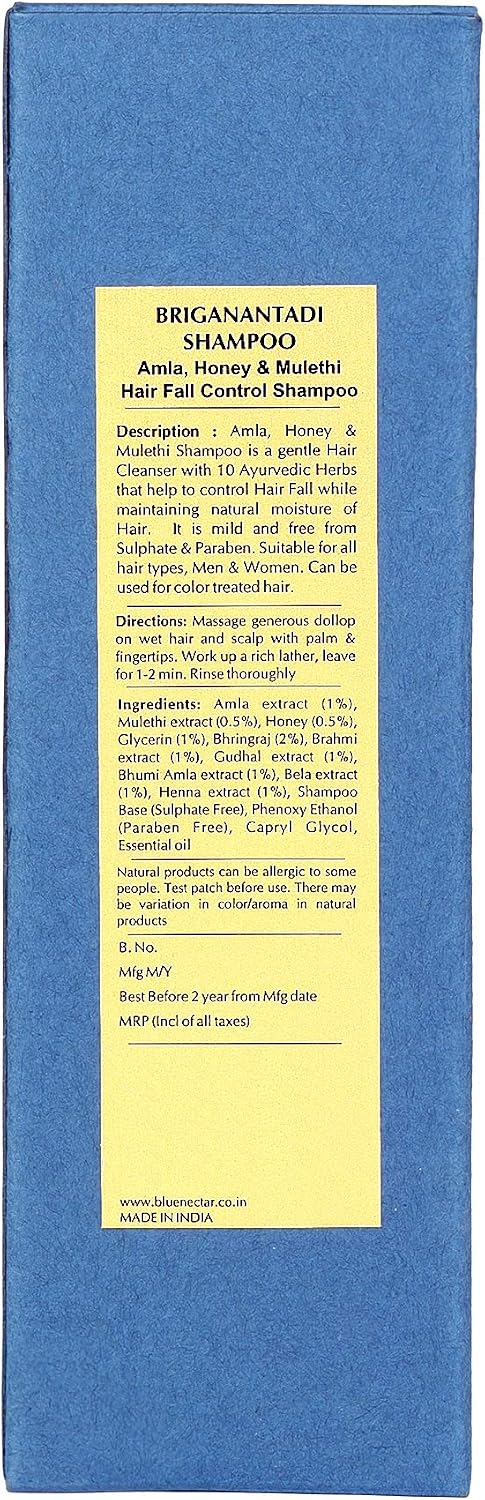 Blue Nectar Hair Fall Control and Healthy Scalp Hair Cleanser Shampoo for dry dull & damaged hair with Amla, Honey & Mulethi - Image 5