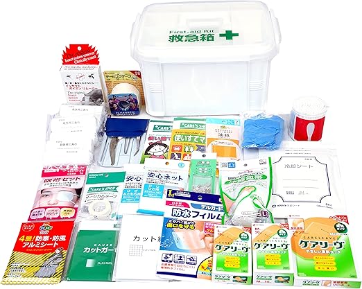 Amazon 救急セット プラスチックコンテナケース 5人用 28点セット 事業所 屋外 スポーツ 防災 水濡れ 強い 救急箱 備えて安心 救急箱 救急セット