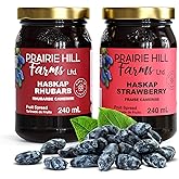 Prairie Hill Farms Haskap Rhubarb & Strawberry Spread Combo Pack. 100% Made In Canada From Naturally Grown Haskap Berries. Pe