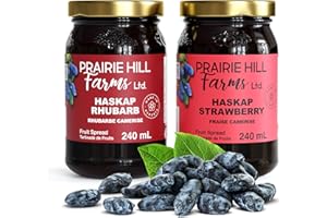 Prairie Hill Farms Haskap Rhubarb & Strawberry Spread Combo Pack. 100% Made In Canada From Naturally Grown Haskap Berries. Pe