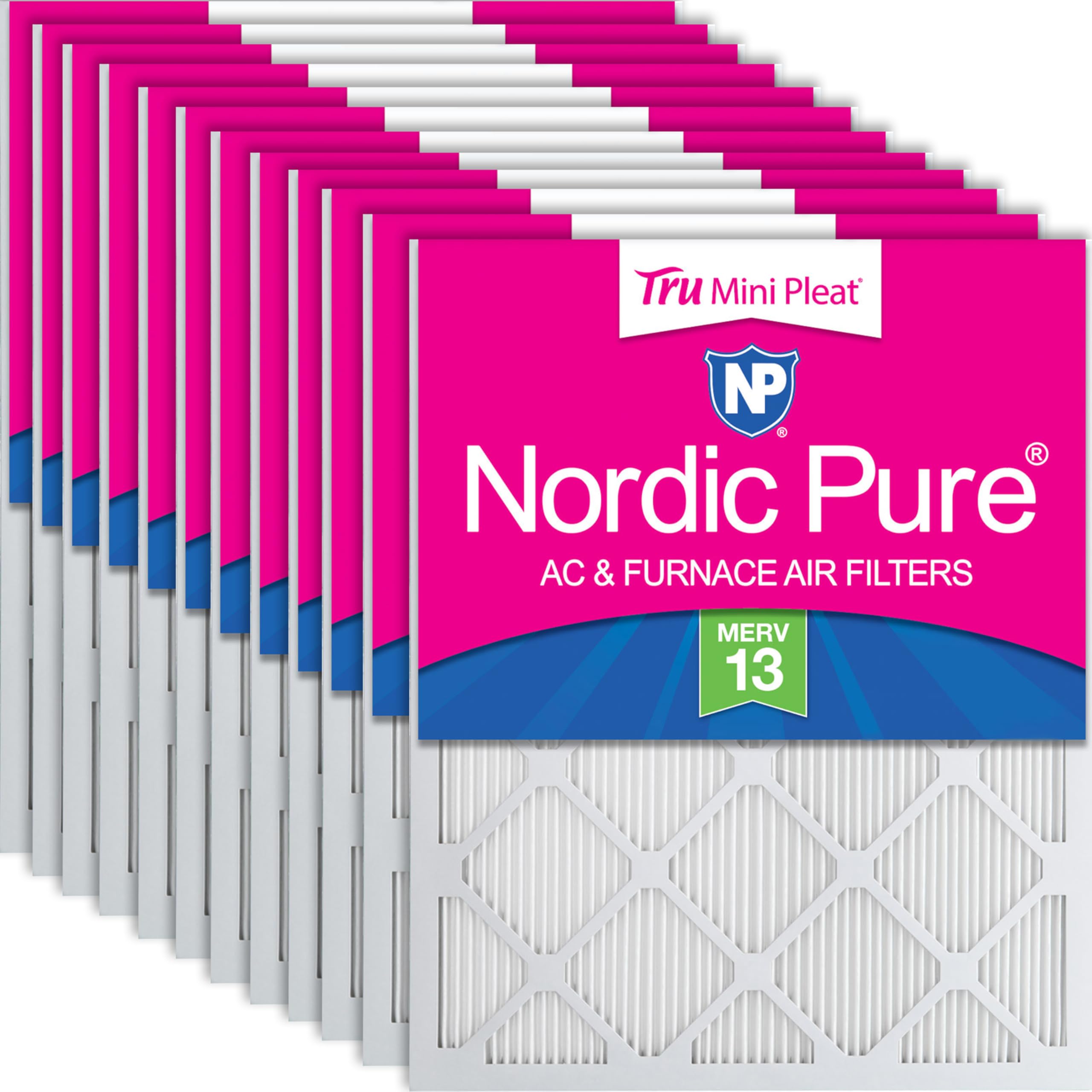 Nordic Pure 18x20x1 (Actual Size: 17 3/4 x 19 3/4 x 3/4) Tru Mini Pleat MERV 13 AC Furnace Air Filters – 2.5X More Media for Longer-Lasting, High-Efficiency Filtration - 12 Pack Image Nordic Pure 18x20x1 (Actual Size: 17 3/4 x 19 3/4 x 3/4) Tru Mini Pleat MERV 13 AC Furnace Air Filters – 2.5X More Media for Longer-Lasting, High-Efficiency Filtration - 12 Pack Image