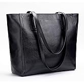 Morriloom Genuine Leather Work Tote Bag for Women Large Vintage Tote Bag with Zipper Leather Purse and Handbags