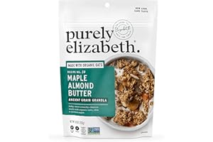 PURELY ELIZABETH. Purely Elizabeth Maple Almond Butter Granola, Made with Organic Oats and Ancient Grains, Gluten-Free, Non-GMO (10oz Bag)