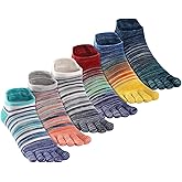 OrrinSports Toe Socks for Men Women 3 Pairs Ankle Running Socks Cotton Breathable Five Finger Socks