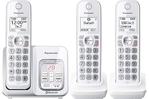 Panasonic DECT 6.0 Expandable Cordless Phone with Link-to-Cell, Answering Machine, Call Block, and Talking Caller ID - 3 Cord