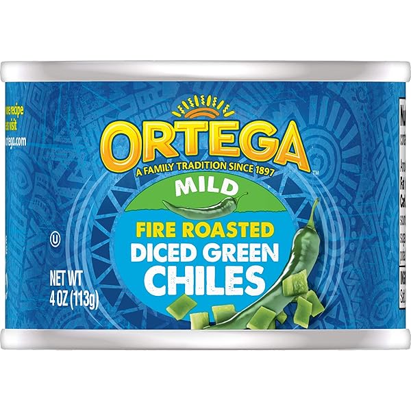 ORTEGA FIRE ROASTED DICED GREEN CHILES, MILD, 4 OZ
