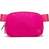 Pander Two Way Zipper Fanny Pack Nylon Everywhere Belt Bag for Women, Water Repellent Waist Packs, Crossbody Bags with Adjustable Strap (Sonic Pink).