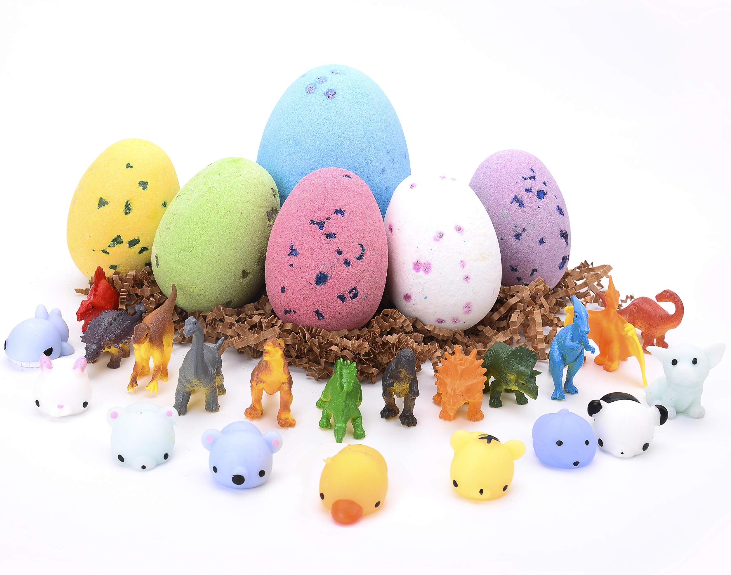 Bath Bombs For Kids With dinosaur egg & Surprise Toys squishy (Set Of 6, 7.5 oz each):Huge Egg Shaped Bathbombs kids, organic Bath Fizzies,Gift Set For Girls/Boys safe for kids (Dino_squishy)