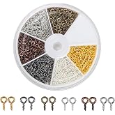 Coolrunner 6 Colors 600Pcs Small Screw Eye Pins, Eye pins Hooks | Eyelets Screw Threaded Silver Clasps Hooks Eye Screws for Jewelry Making