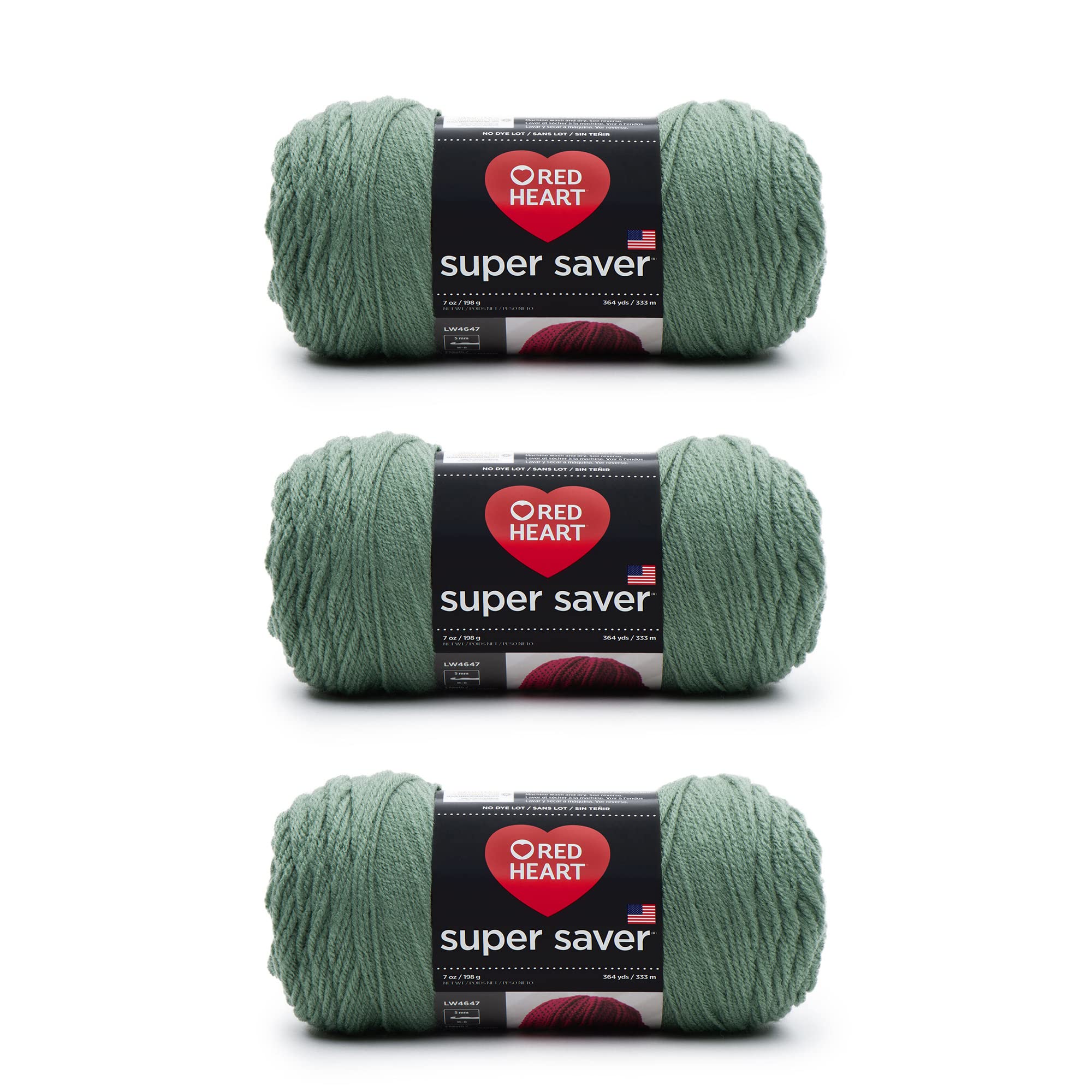 Red Heart Super Saver Pack of 3 - Light Sage - 7oz/198g - Acrylic - 4 Medium (Worsted) - 364 Yards - Knitting, Crocheting, Crafts & Amigurumi — image 1