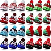 Funnysoft 12/24 Pcs Warm Christmas Beanie Hat Cartoon Design Cap with Pom Pom Soft Winter Santa Hats for Adults
