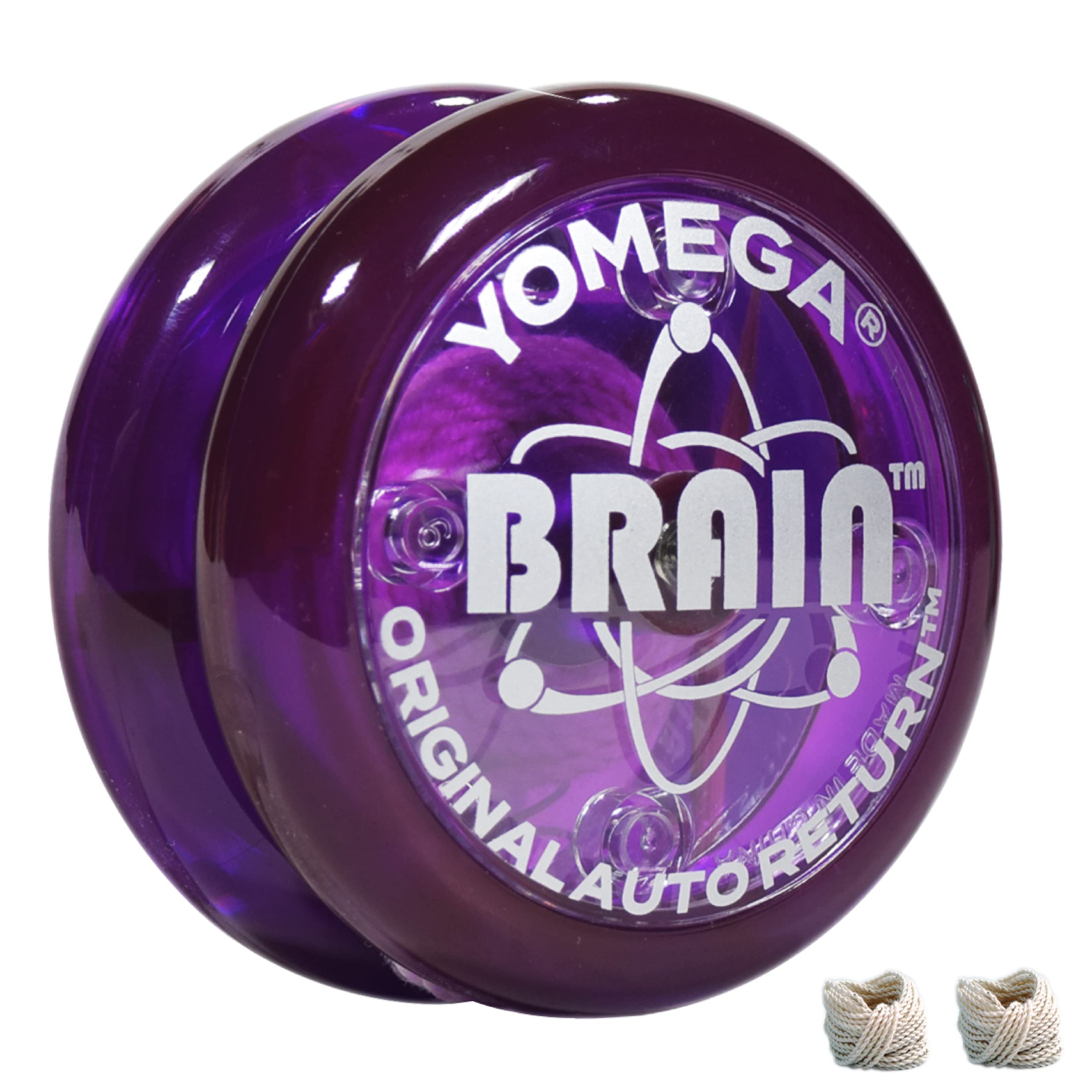 Yomega The Original Brain - Professional Yoyo For Kids And Beginners, Responsive Auto Return Yo Yo Best For String Tricks + Extra 2 Strings & 3 Month Warranty (Purple)