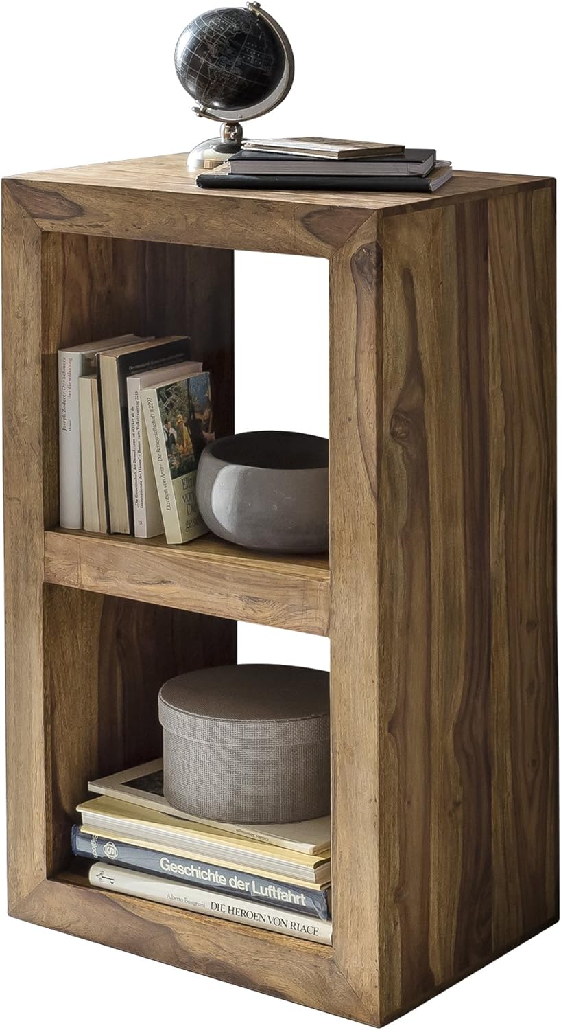 WOHNLING Standregal Massivholz Akazie 88 cm hoch 2 Böden ...