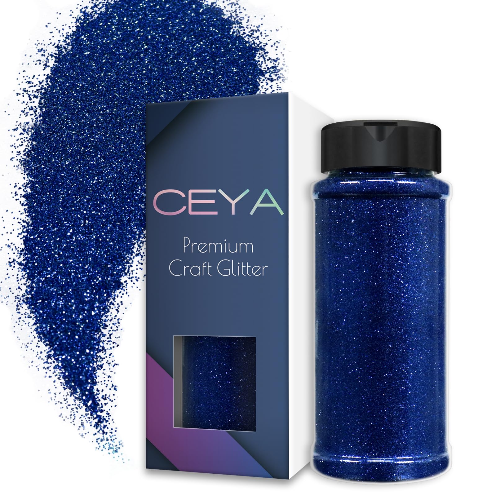 Ceya 3.5oz/ 100g Ultra Fine Glitter Powder Royal Blue Glitter 1/128” 0.008” 0.2mm for Resin Tumbler Jewelry Nail Art Face Body Festival Makeup Scrapbook Wedding Cards Painting Arts