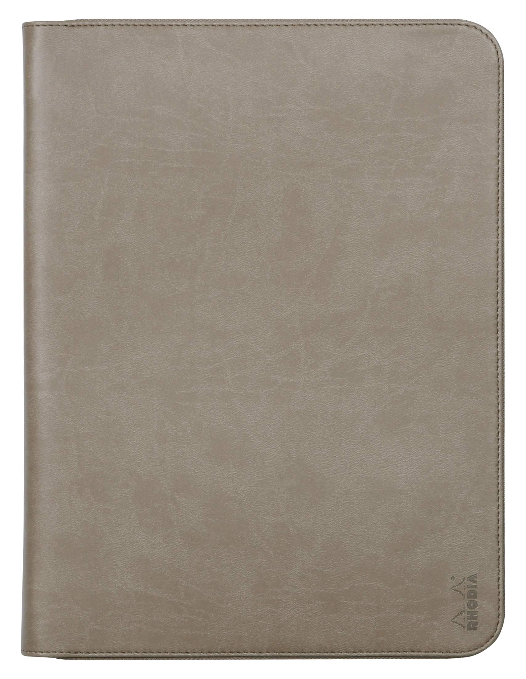 RHODIA 168117C - Rhodiarama Taupe Document Holder - for Notepads and Notebooks A4 or A4+ | Dimensions Closed 25.5x34 cm - Pocket for Tablet - Premium Faux Leather