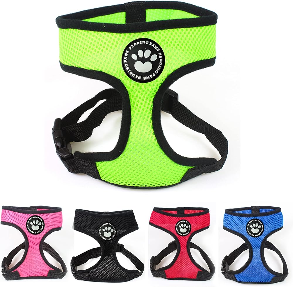 Padding Paws Dog Harness Small Adjustable Waterproof Mesh Green