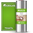 Nordicare Teak Oil (1L) - Wood Oil for The Entire Indoor Area - Revives The Original Color of Wood - Premium Teak Oil Wood Care Oil with Stain Protection - Natural Silk Matt Finish-Made in Denmark