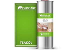 Nordicare Teak Oil (1L) - Wood Oil for The Entire Indoor Area - Revives The Original Color of Wood - Premium Teak Oil Wood Care Oil with Stain Protection - Natural Silk Matt Finish-Made in Denmark