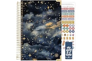 bloom daily planners HARDCOVER 2026 Planner (January to December) - A5 Task Goal Organizer - Monthly & Weekly Inspirational Agenda Book - 5.5" x 8.25" - Midnight Sky